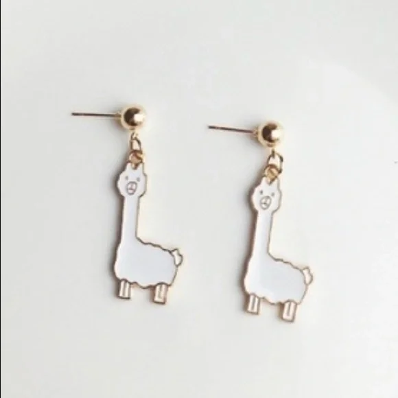 Llama Alpaca Stud Earrings. - Picture 1 of 6